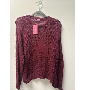 NWT!! EDIKTED Seeing Stars Oversize Sweater In Burgundy